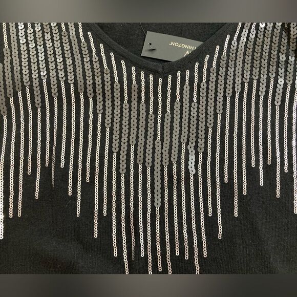 Worthington Top Women’s S Black Sequin Knit Blouse Casual Career Night Out - Picture 4 of 10